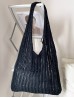 Solid Color Crochet Beach Tote Bag